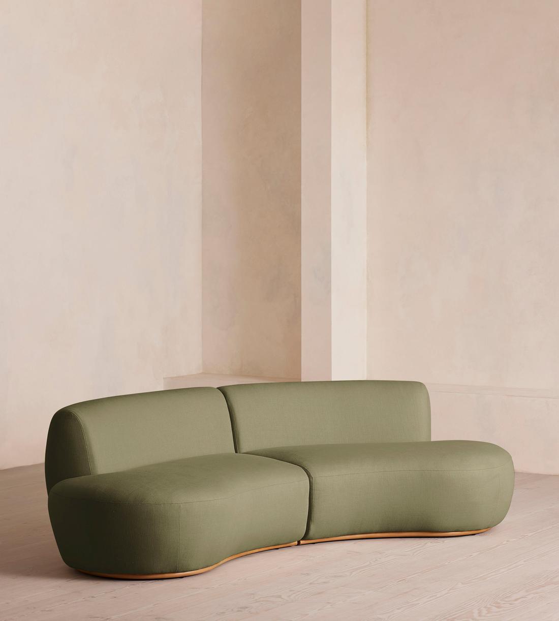 Aline Serpentine Modular Sofa - Three Seater - Linen - Sage - US - Listing - Image 2