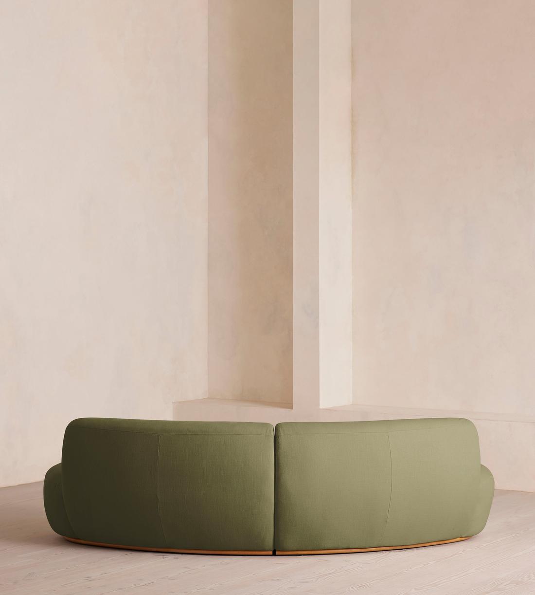 Aline Serpentine Modular Sofa - Three Seater - Linen - Sage - US - Images - Image 4