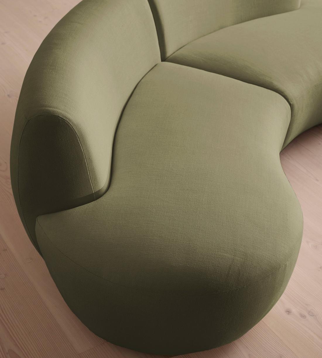 Aline Serpentine Modular Sofa - Three Seater - Linen - Sage - US - Images - Image 5