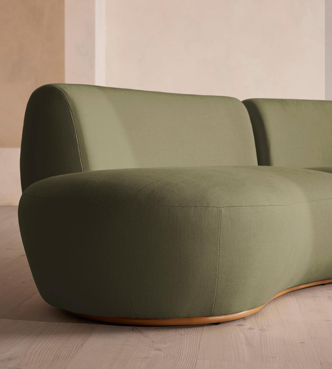 Aline Serpentine Modular Sofa - Three Seater - Linen - Sage - US - Images - Image 6