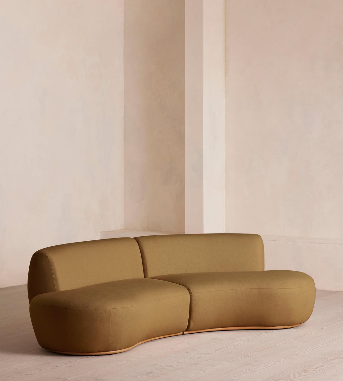 Aline Serpentine Modular Sofa - Three Seater - Linen - Ochre - US - Listing - Image 2