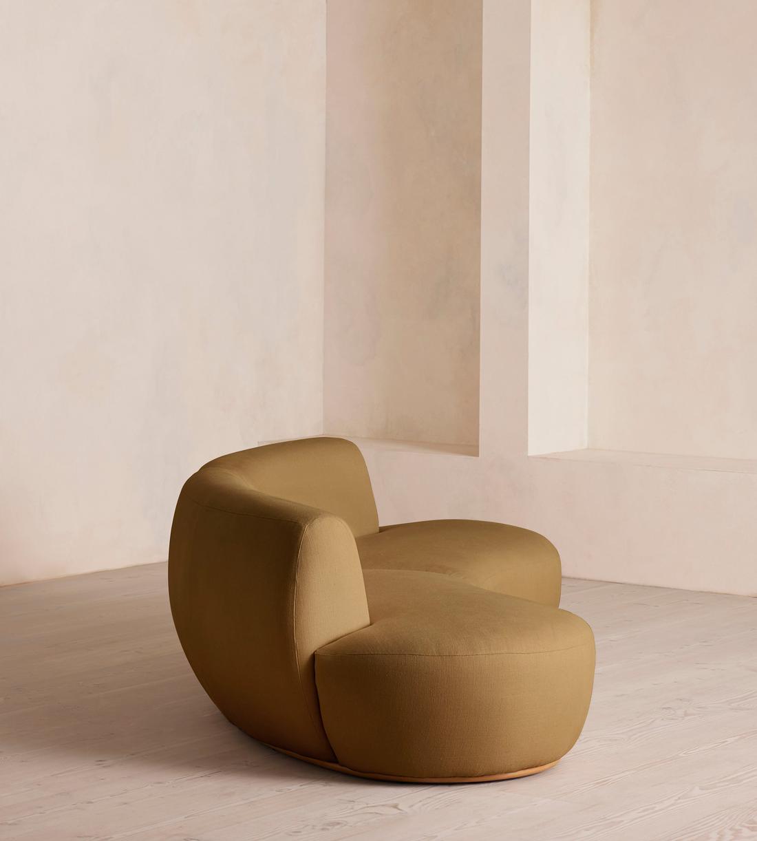 Aline Serpentine Modular Sofa - Three Seater - Linen - Ochre - US - Images - Image 3