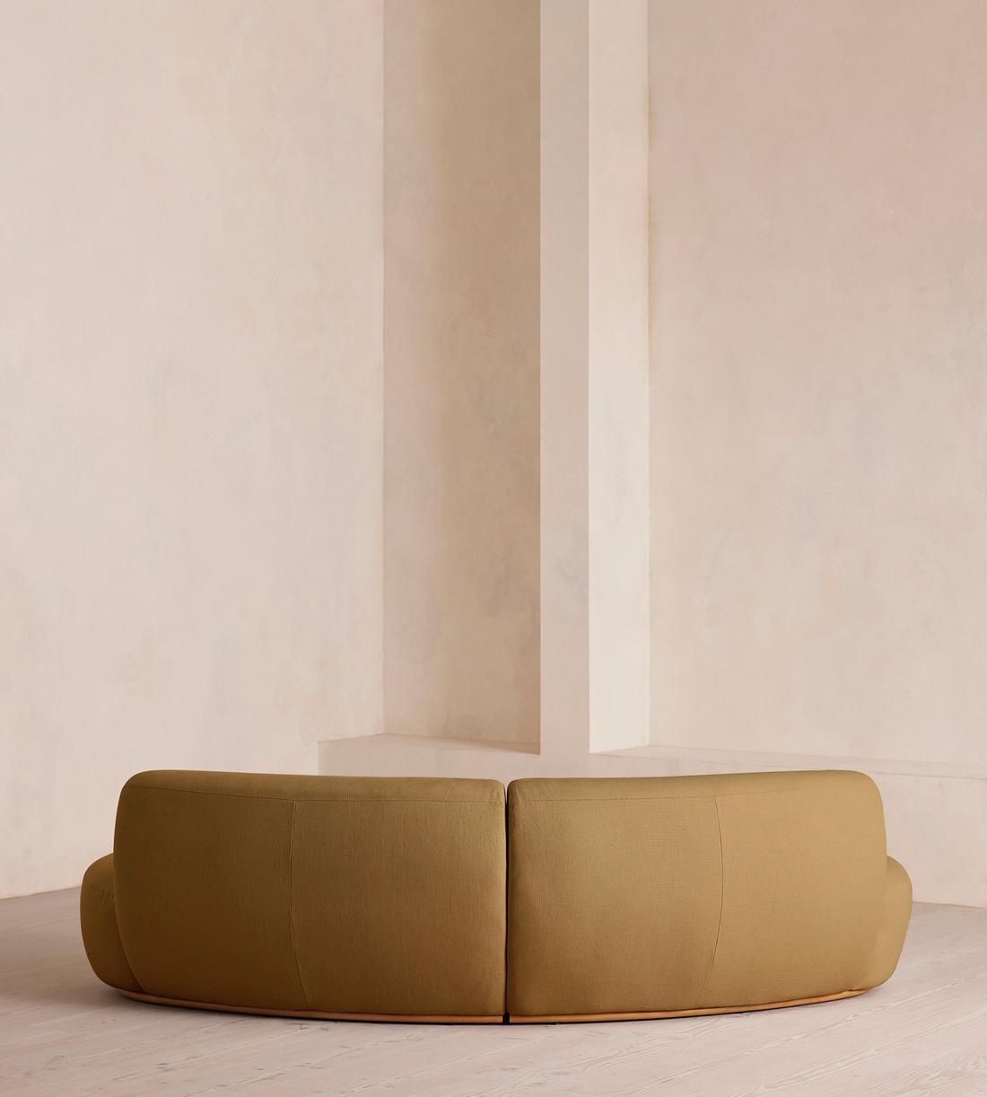 Aline Serpentine Modular Sofa - Three Seater - Linen - Ochre - US - Images - Image 4