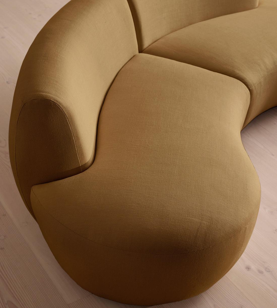 Aline Serpentine Modular Sofa - Three Seater - Linen - Ochre - US - Images - Image 5
