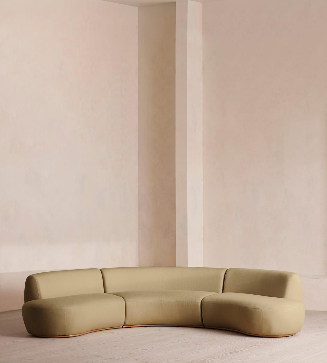 Aline Serpentine Modular Sofa - Four Seater - Linen - Wheat - US - Listing - Image 1