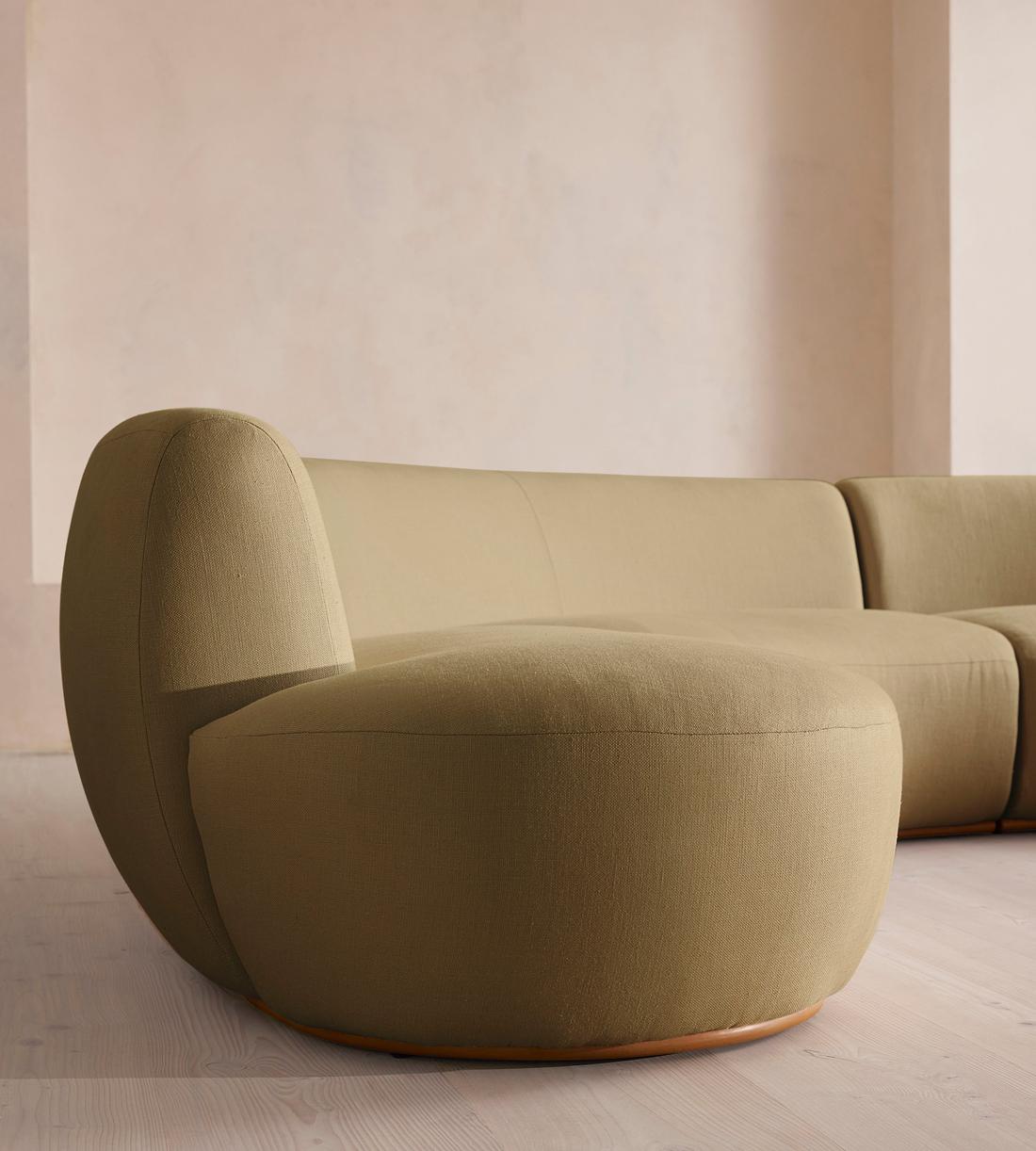 Aline Serpentine Modular Sofa - Four Seater - Linen - Wheat - US - Images - Image 6