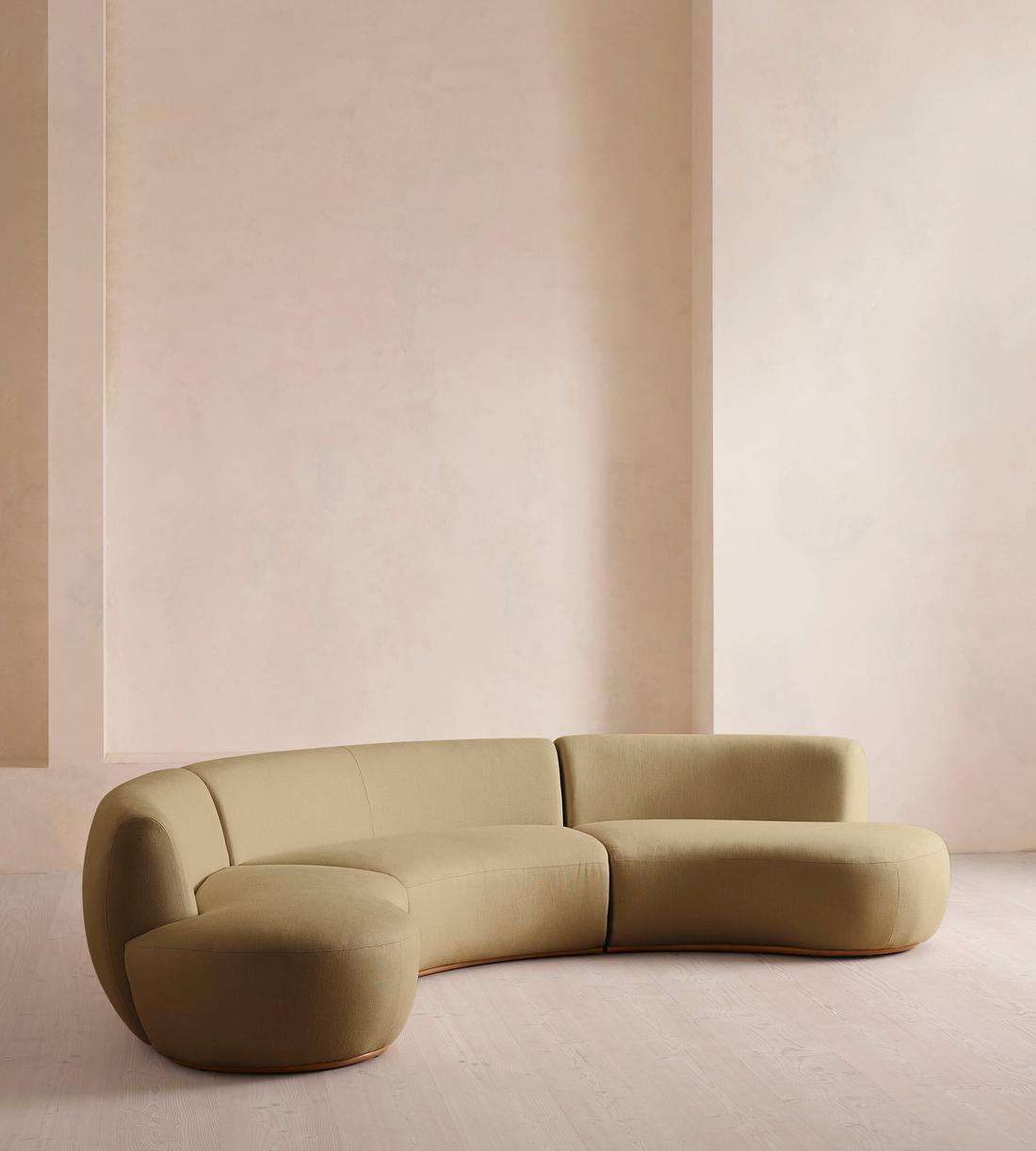 Aline Serpentine Modular Sofa - Six Seater - Linen - Wheat - US - Listing - Image 2