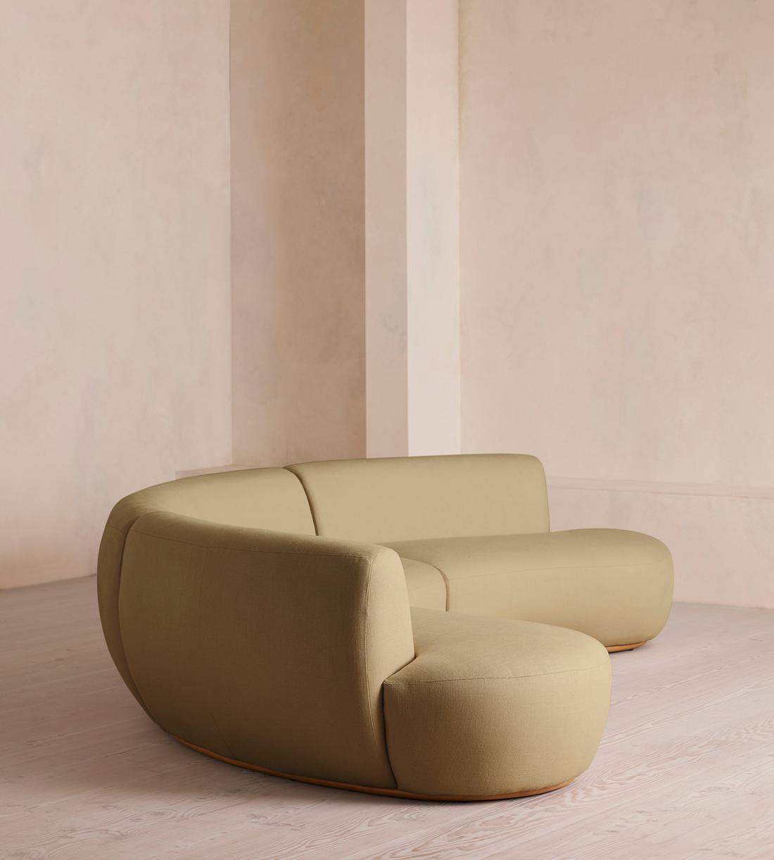 Aline Serpentine Modular Sofa - Six Seater - Linen - Wheat - US - Images - Image 3