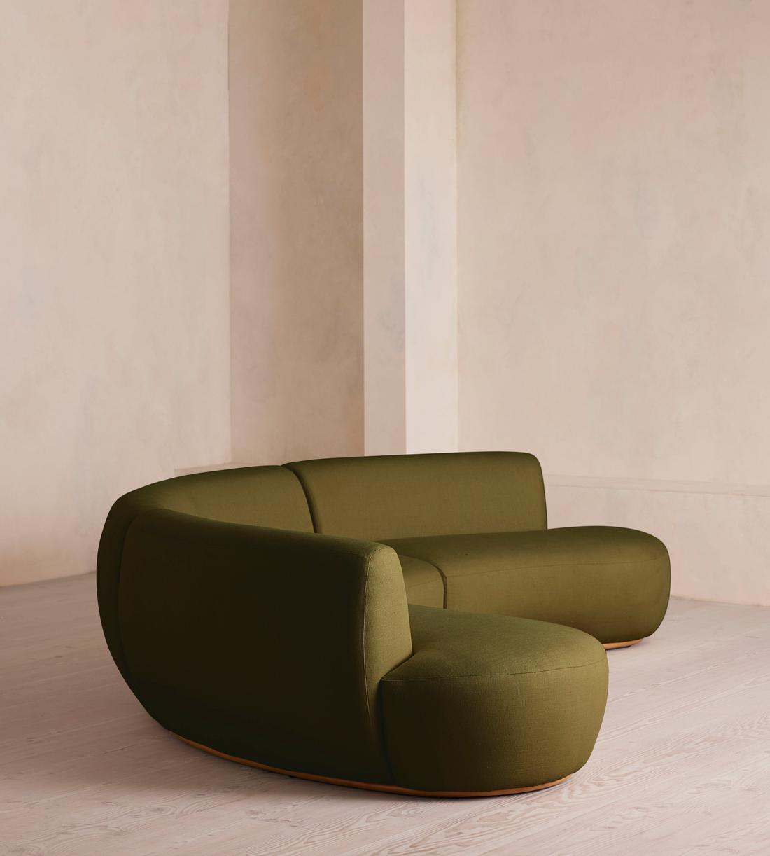 Aline Serpentine Modular Sofa - Six Seater - Linen - Olive - UK - Images - Image 3