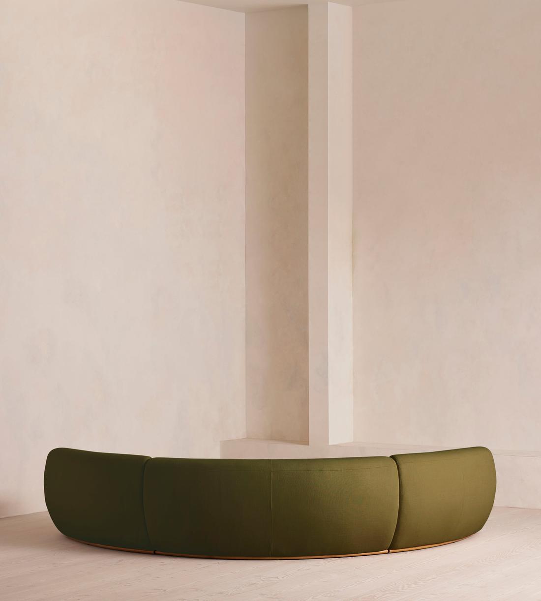 Aline Serpentine Modular Sofa - Four Seater - Linen - Olive - US - Images - Image 4