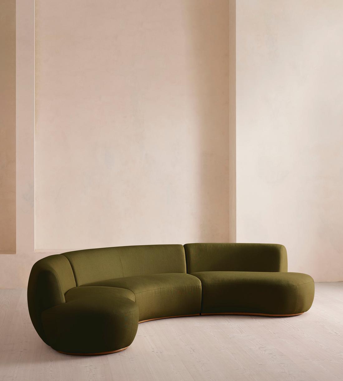 Aline Serpentine Modular Sofa - Six Seater - Linen - Olive - US - Listing - Image 2