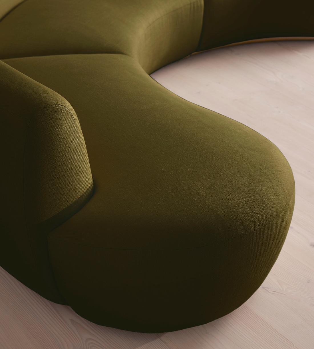 Aline Serpentine Modular Sofa - Six Seater - Linen - Olive - US - Images - Image 5