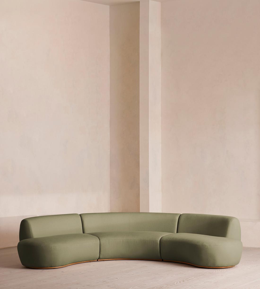 Aline Serpentine Modular Sofa - Six Seater - Linen - Sage - US - Listing - Image 1