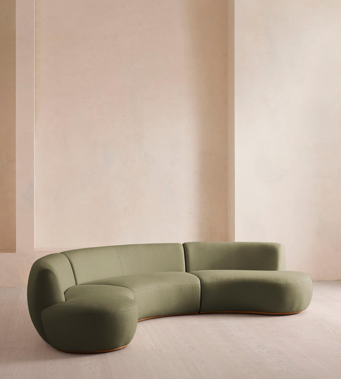 Aline Serpentine Modular Sofa - Six Seater - Linen - Sage - US - Listing - Image 2