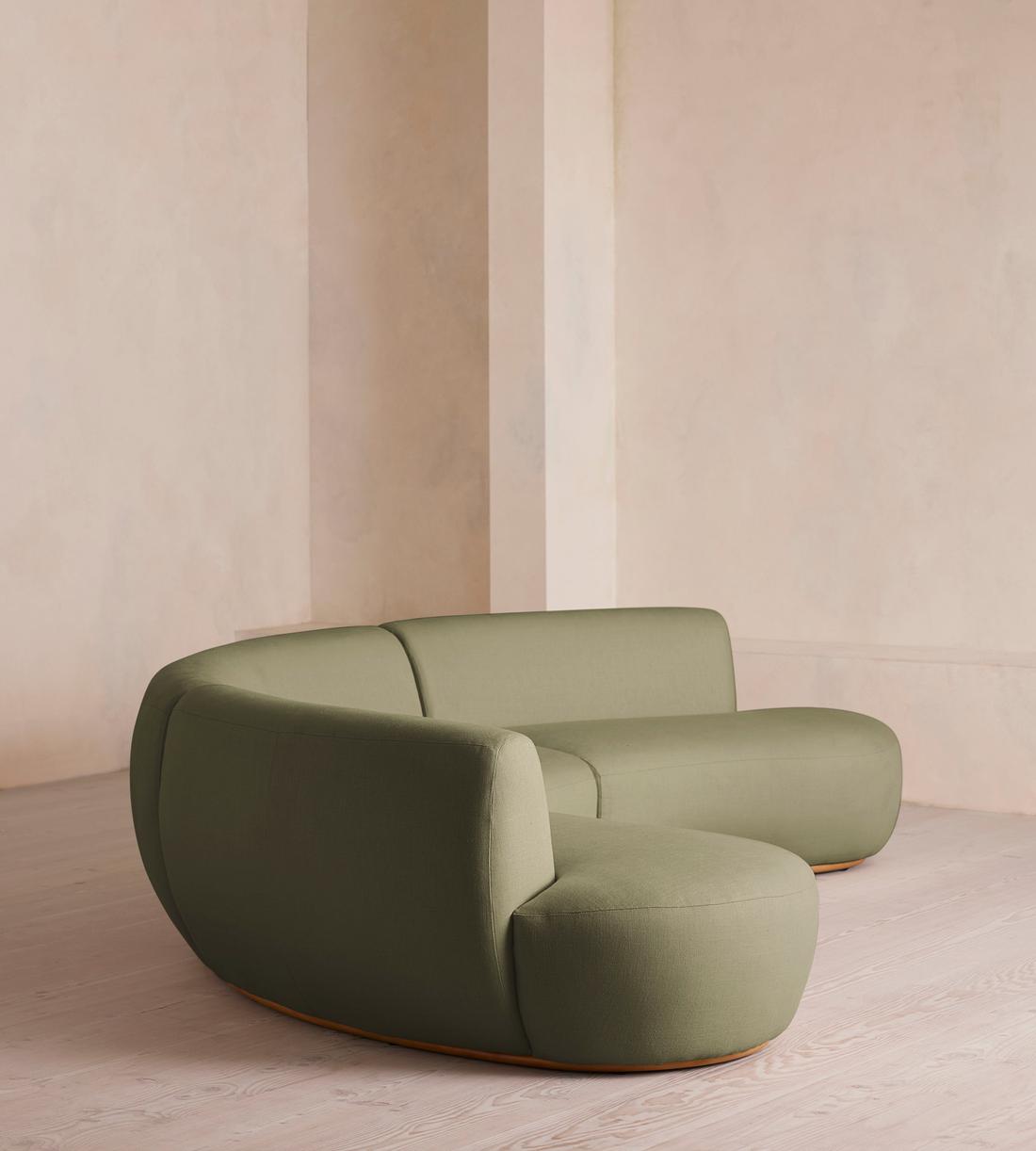 Aline Serpentine Modular Sofa - Six Seater - Linen - Sage - US - Images - Image 3