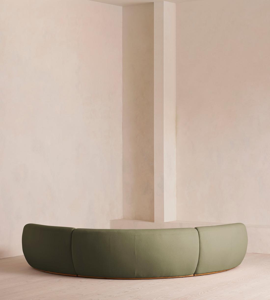 Aline Serpentine Modular Sofa - Six Seater - Linen - Sage - US - Images - Image 4