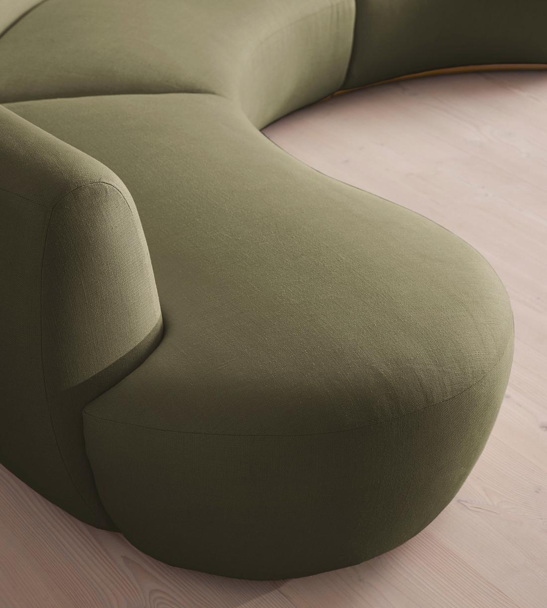 Aline Serpentine Modular Sofa - Six Seater - Linen - Sage - US - Images - Image 5