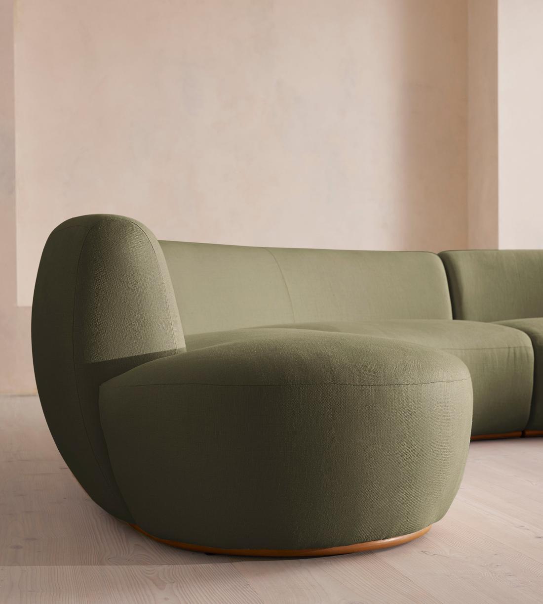 Aline Serpentine Modular Sofa - Six Seater - Linen - Sage - US - Images - Image 6