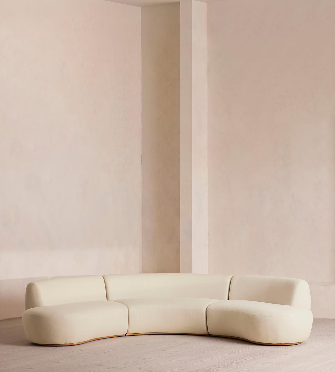 Aline Serpentine Modular Sofa - Four Seater - Linen - Bisque - US - Listing - Image 1