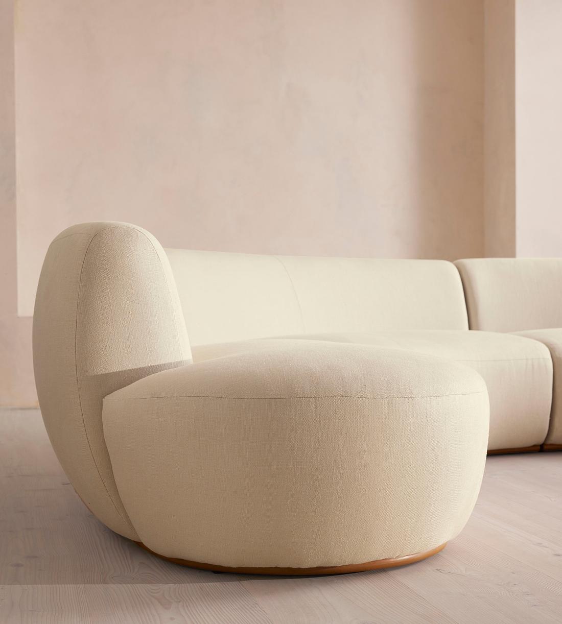 Aline Serpentine Modular Sofa - Four Seater - Linen - Bisque - US - Images - Image 6