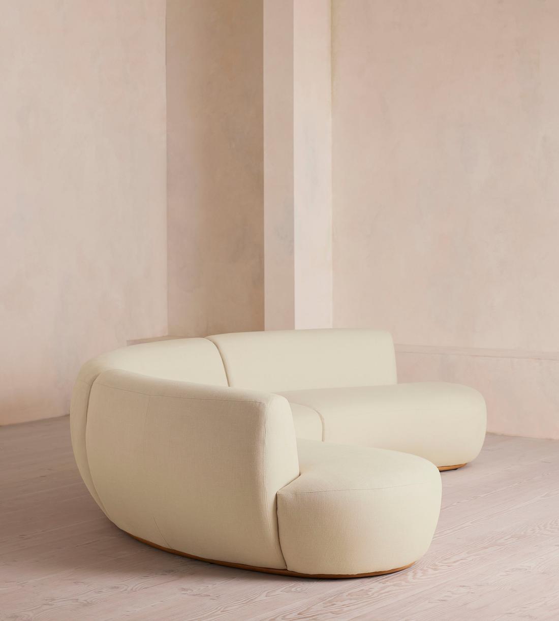 Aline Serpentine Modular Sofa - Six Seater - Linen - Bisque - US - Images - Image 3