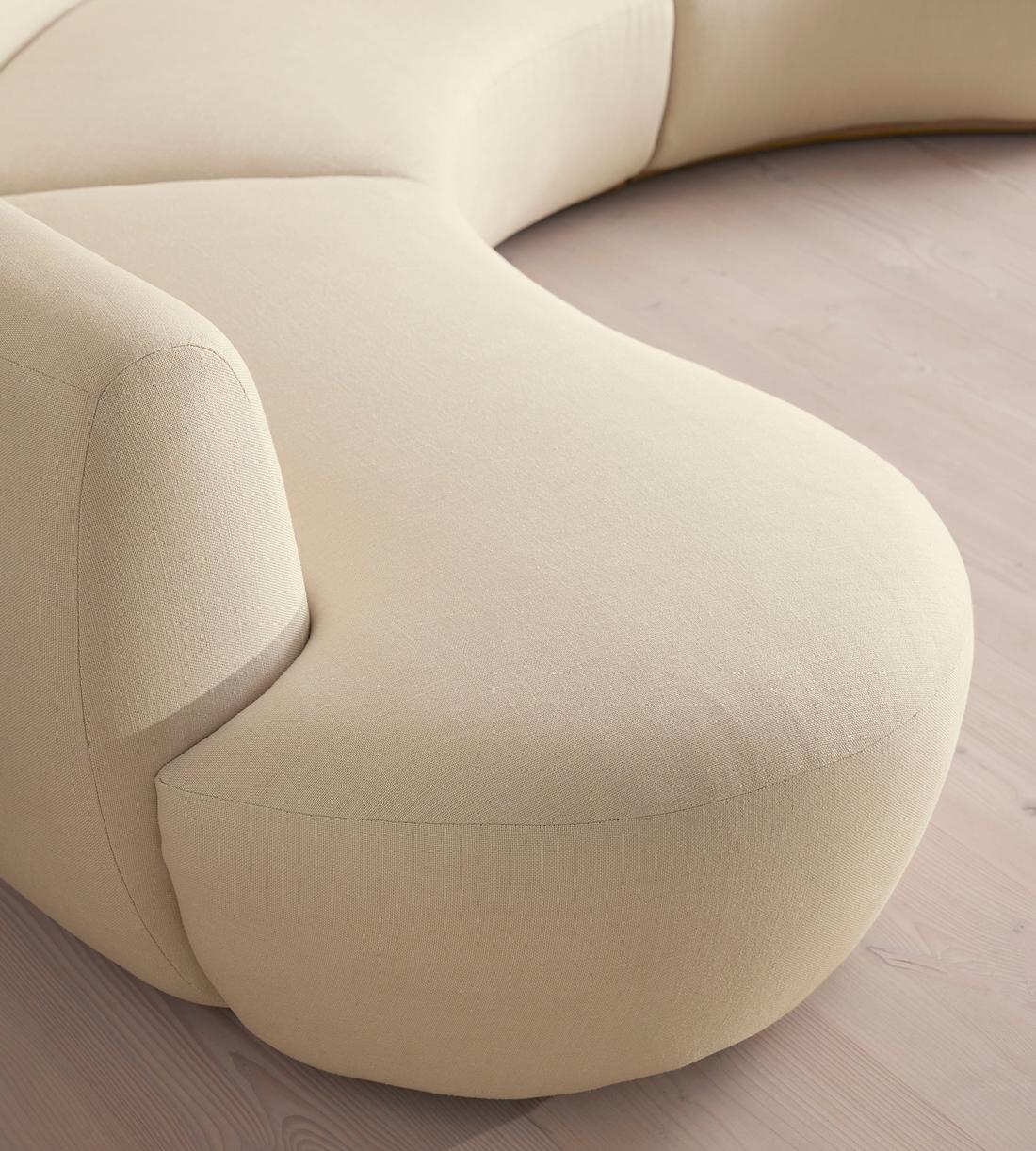 Aline Serpentine Modular Sofa - Six Seater - Linen - Bisque - US - Images - Image 5