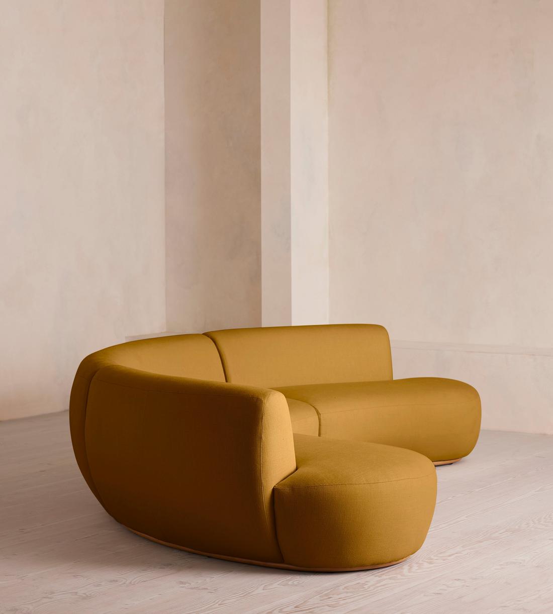 Aline Serpentine Modular Sofa - Six Seater - Linen - Turmeric - UK - Images - Image 3