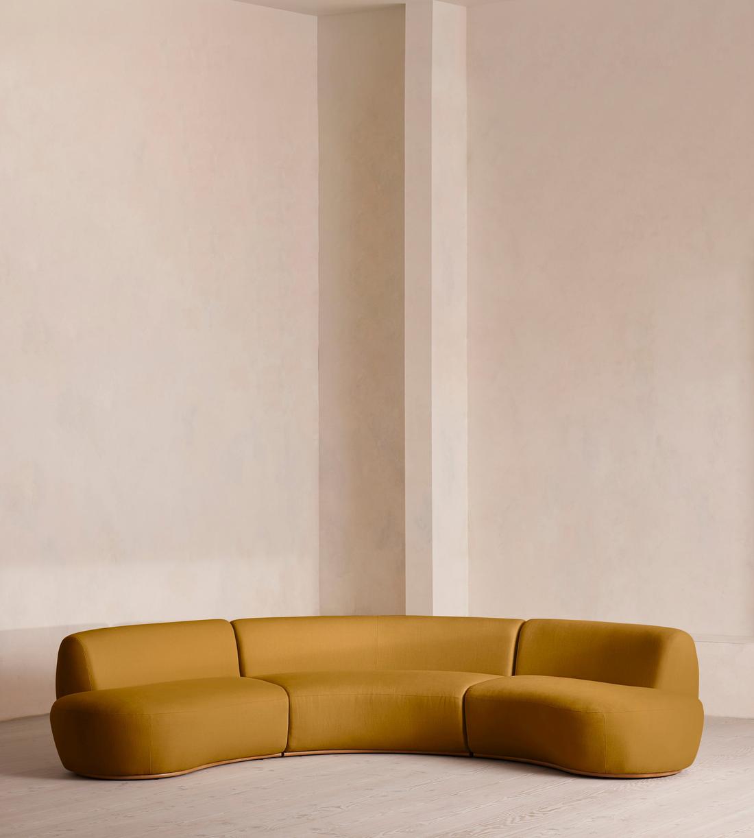 Aline Serpentine Modular Sofa - Four Seater - Linen - Turmeric - US - Listing - Image 1