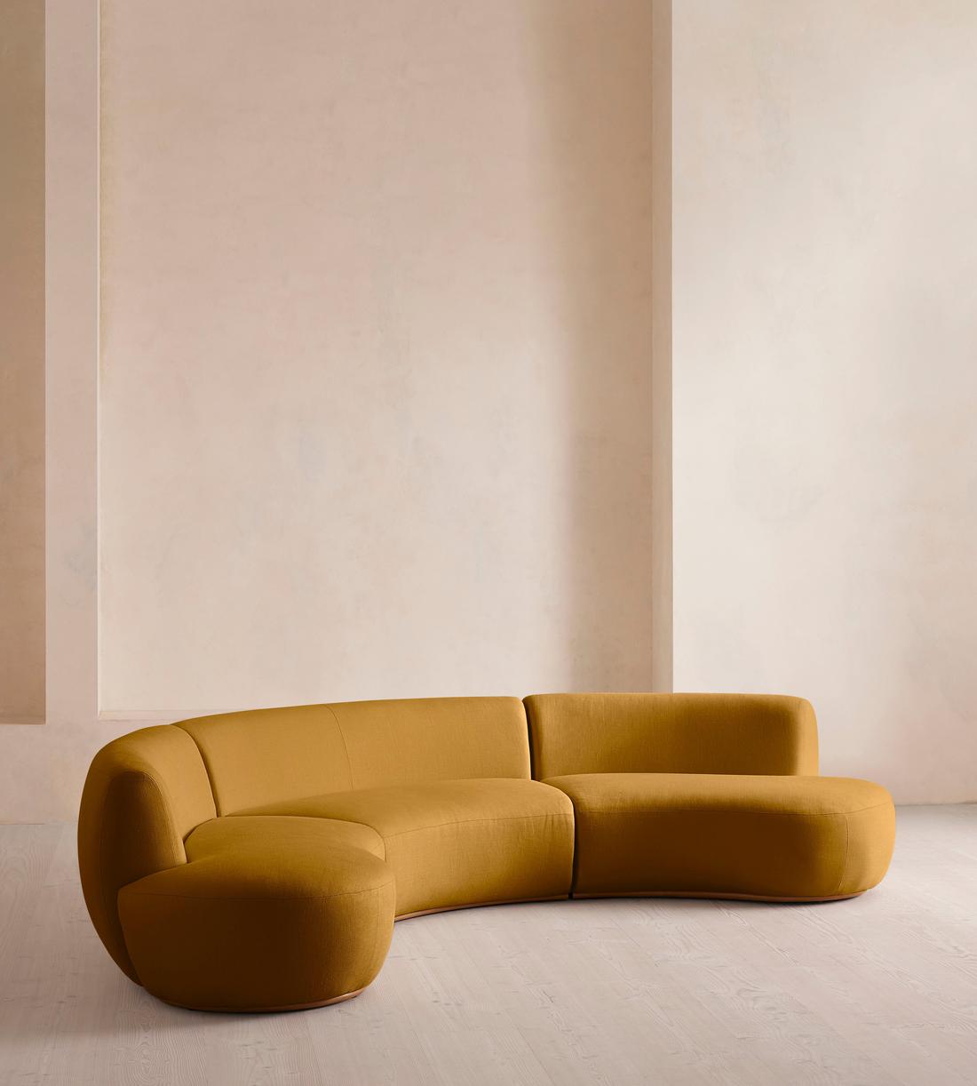 Aline Serpentine Modular Sofa - Four Seater - Linen - Turmeric - US - Listing - Image 2