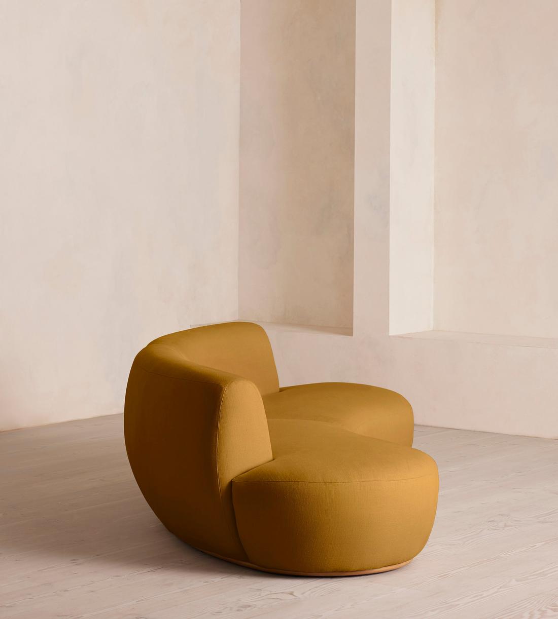 Aline Serpentine Modular Sofa - Three Seater - Linen - Turmeric - UK - Images - Image 3