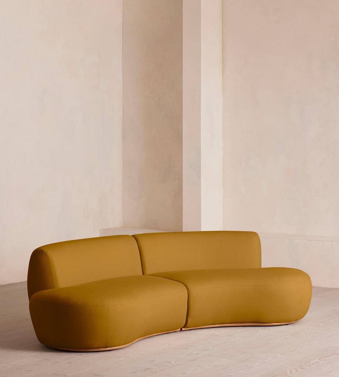Aline Serpentine Modular Sofa - Three Seater - Linen - Turmeric - US - Listing - Image 2
