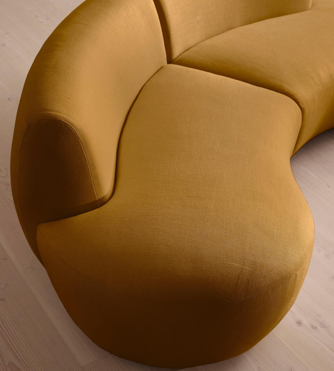 Aline Serpentine Modular Sofa - Three Seater - Linen - Turmeric - US - Images - Image 5