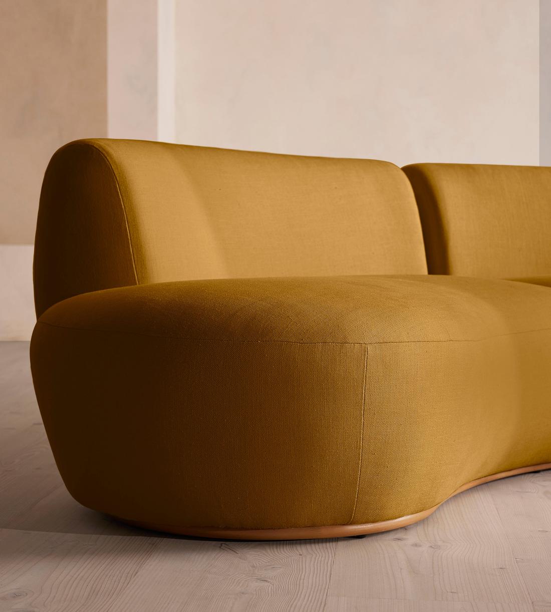 Aline Serpentine Modular Sofa - Three Seater - Linen - Turmeric - US - Images - Image 6