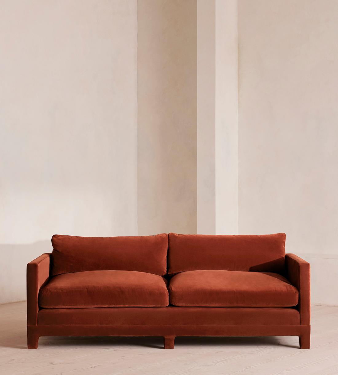 Ashford Three Seater Sofa - Velvet - Rust - Listing - Image 1