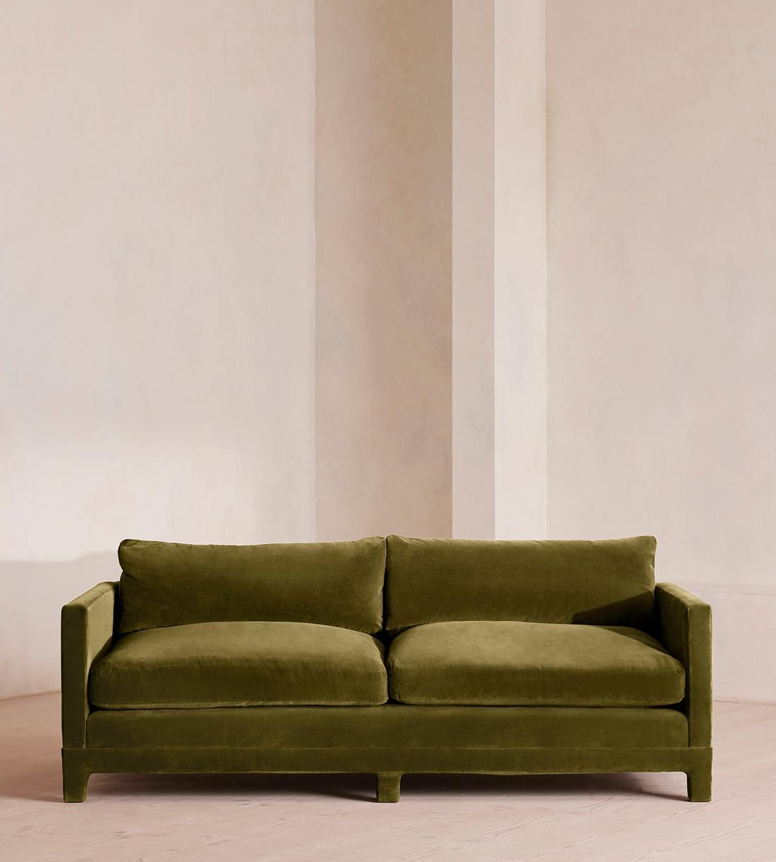 Ashford Three Seater Sofa - Velvet - Olive - Listing - Image 1