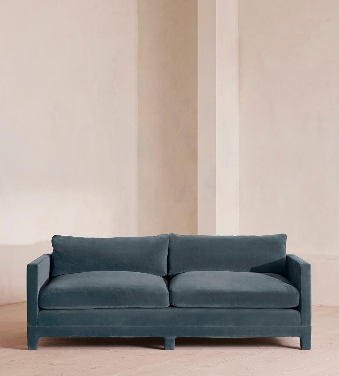 Ashford Three Seater Sofa - Velvet - Grey Blue - Listing - Image 1
