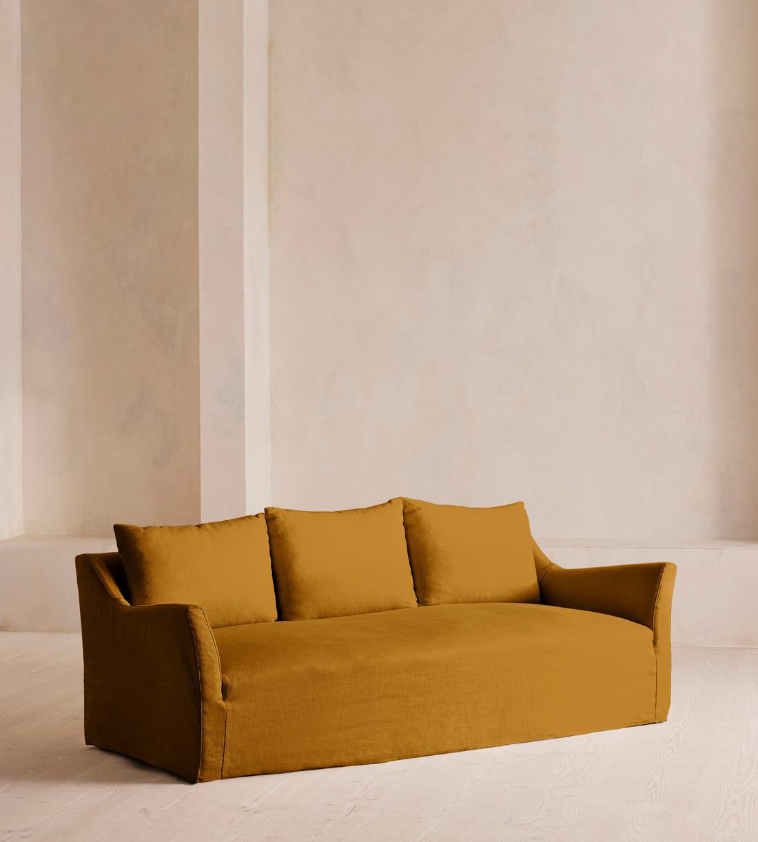 Roma Four Seater Sofa - Linen - Turmeric - US - Listing - Image 1