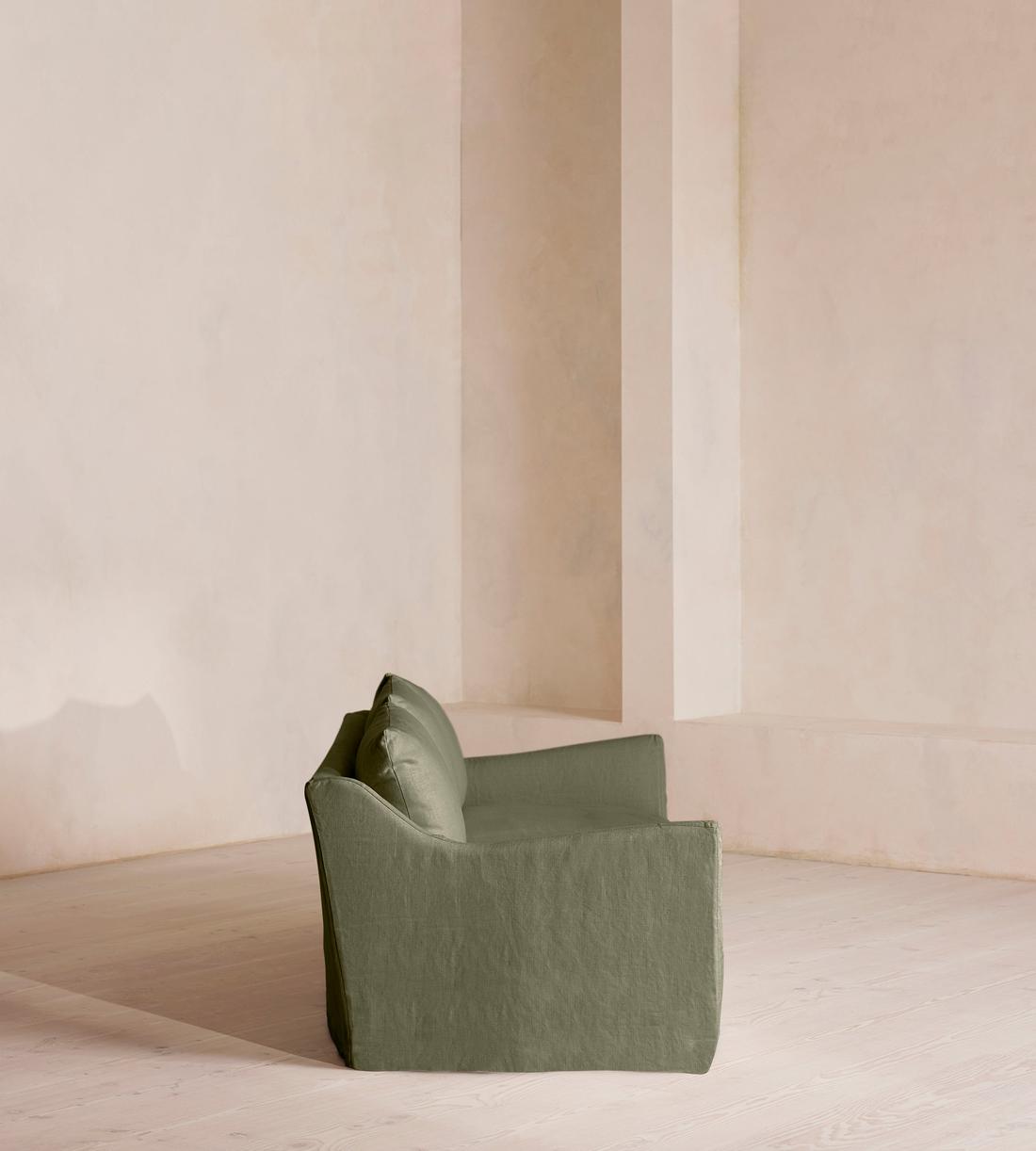 Roma Three Seater Sofa - Linen - Sage - Images - Image 4