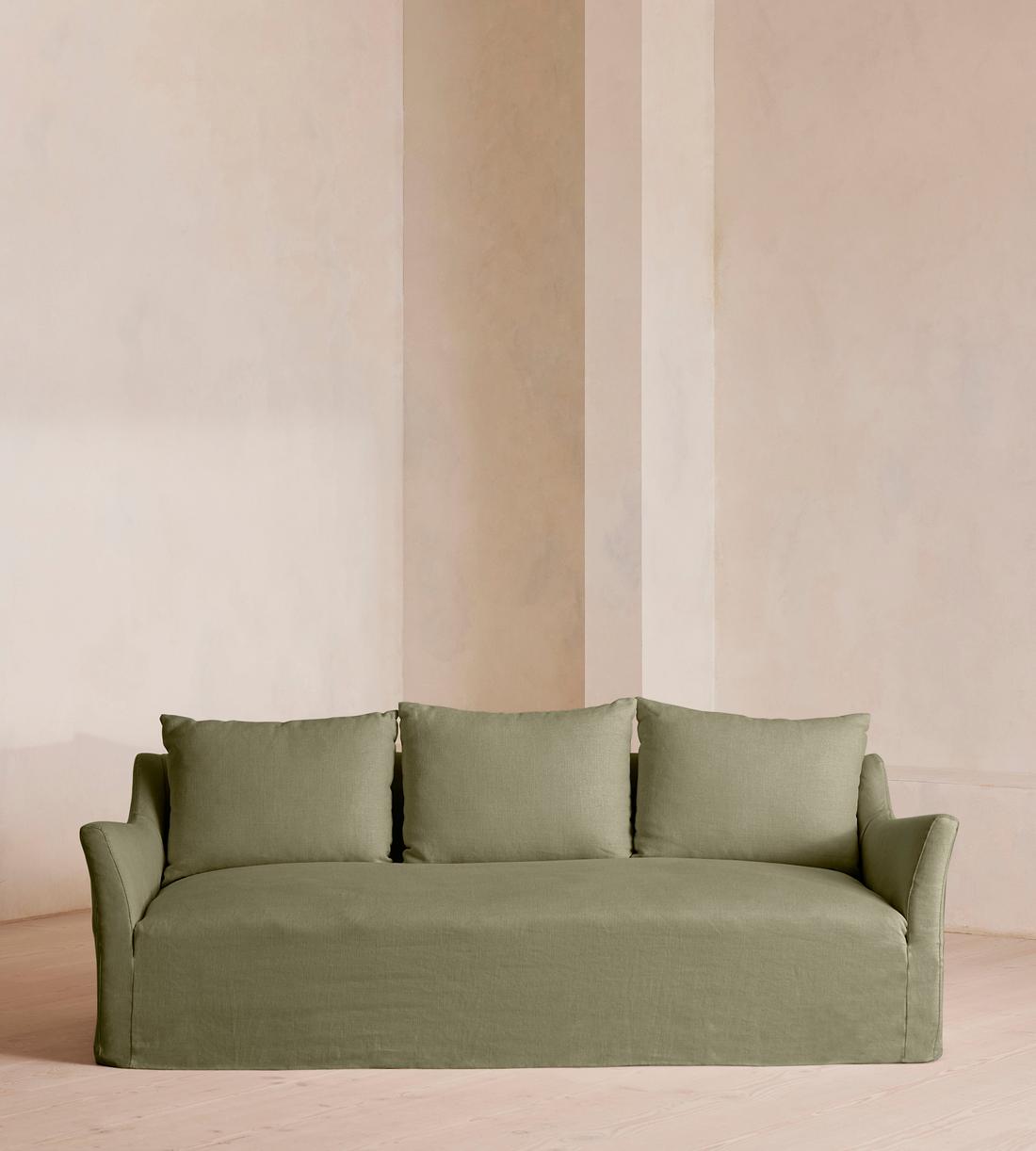 Roma Three Seater Sofa - Linen - Sage - US - Listing - Image 3