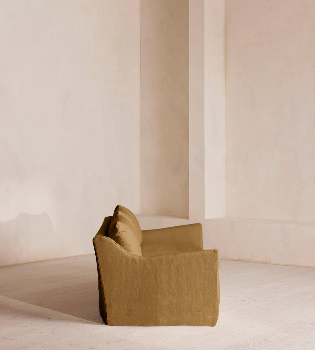 Roma Three Seater Sofa - Linen - Ochre - US - Images - Image 3