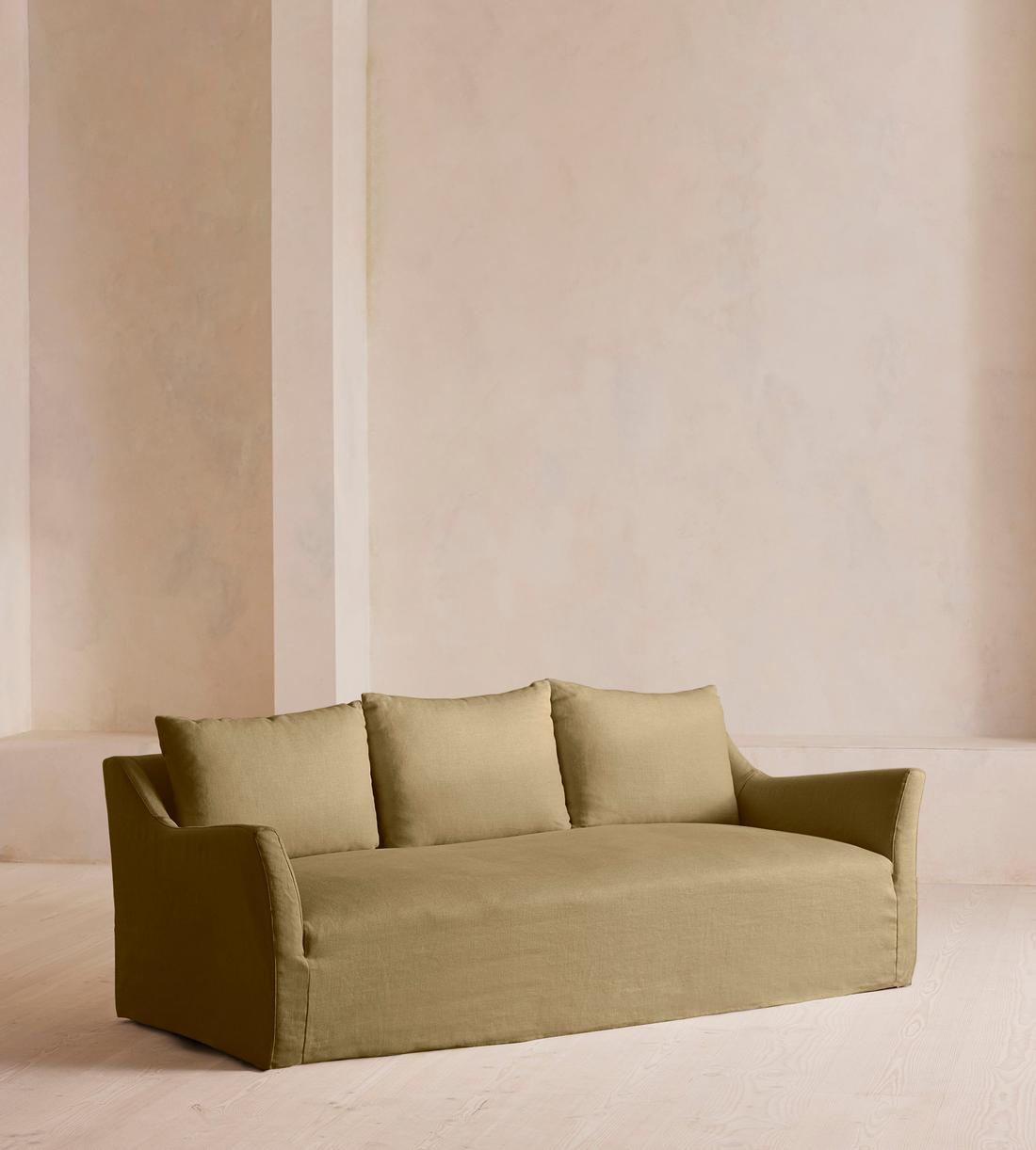 Roma Three Seater Sofa - Linen - Wheat - US - Listing - Image 1