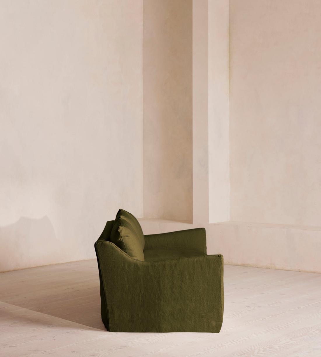 Roma Three Seater Sofa - Linen - Olive - Images - Image 3