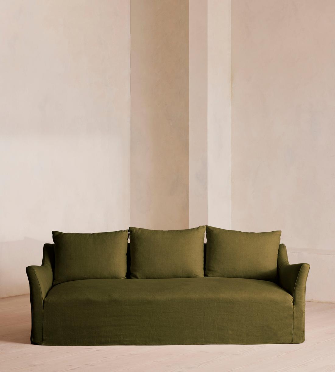 Roma Three Seater Sofa - Linen - Olive - US - Listing - Image 2