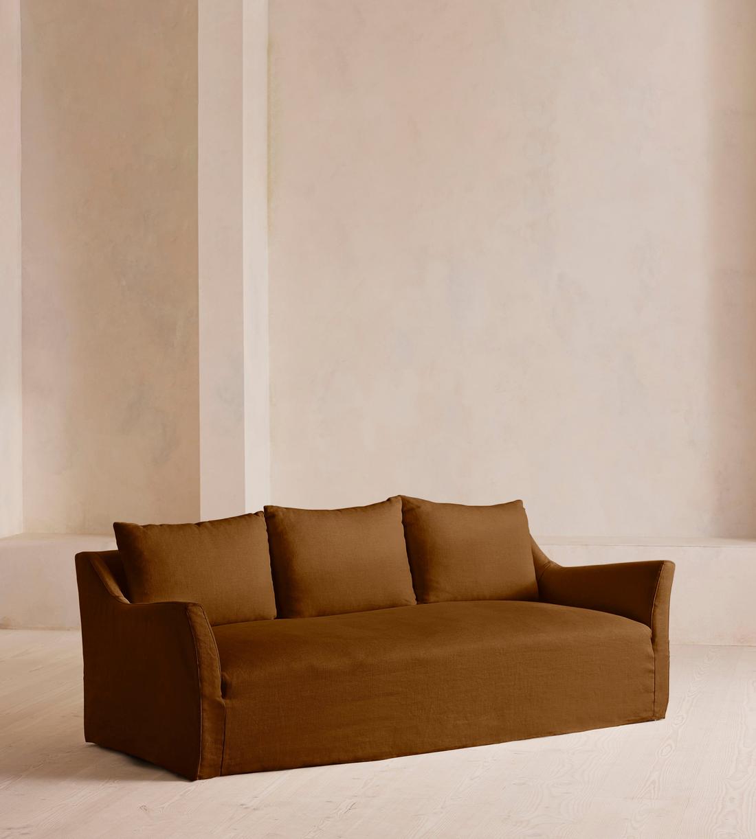 Roma Three Seater Sofa - Linen - Terracotta - UK - Listing - Image 1