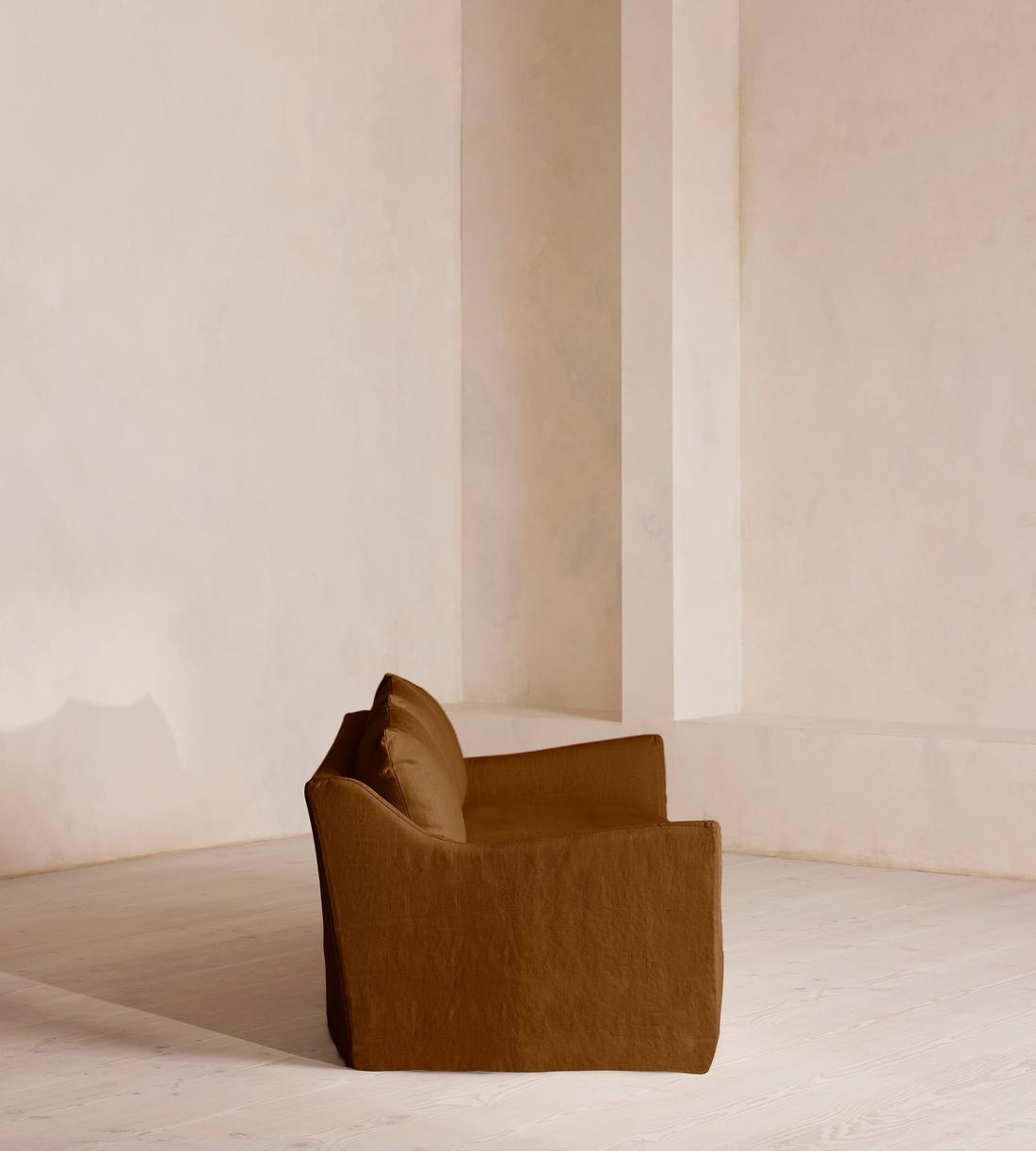 Roma Three Seater Sofa - Linen - Terracotta - UK - Images - Image 3