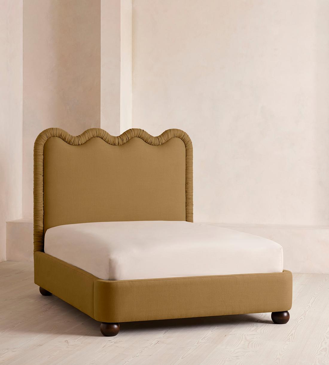 Tristan Bed - King - Linen - Ochre - Listing - Image 1
