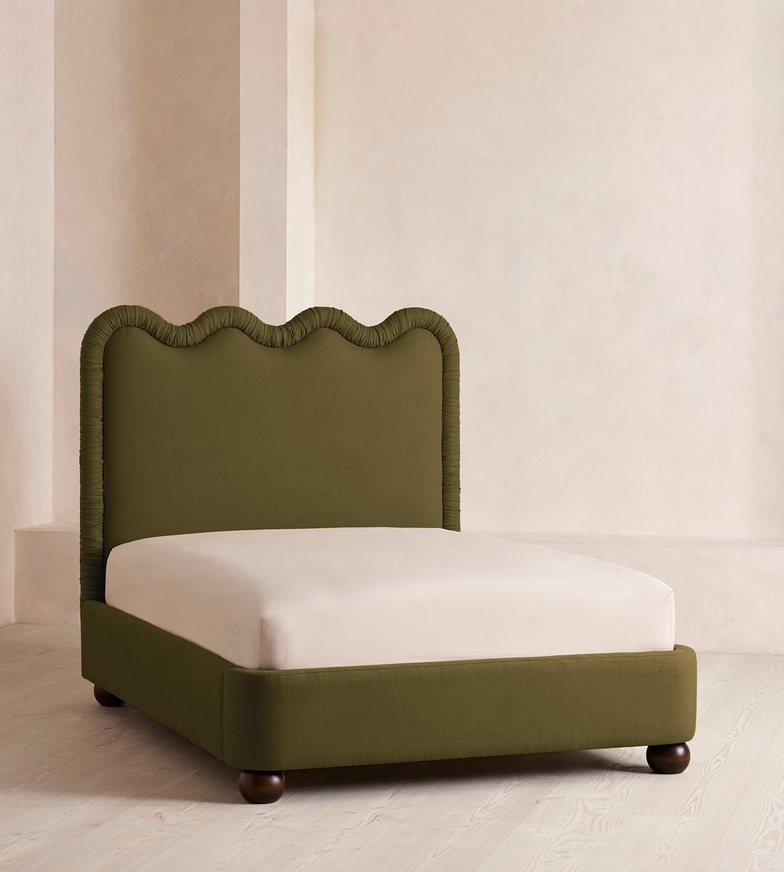 Tristan Bed - King - Linen - Olive - US - Listing - Image 1