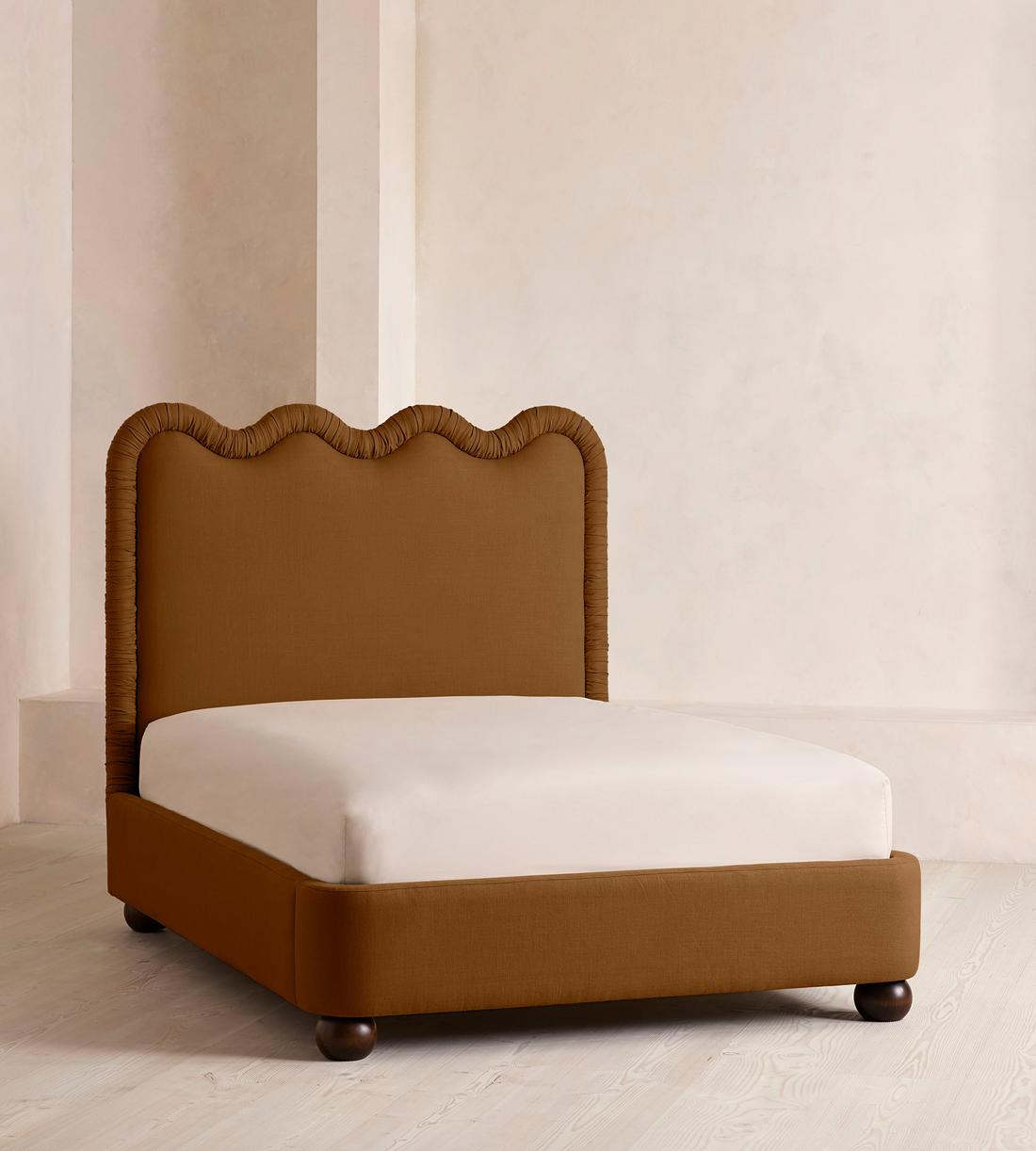 Tristan Bed - King - Linen - Terracotta - US - Listing - Image 1