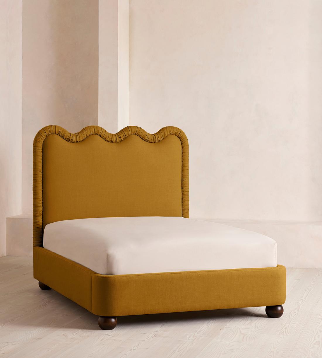 Tristan Bed - King - Linen - Turmeric - US - Listing - Image 1