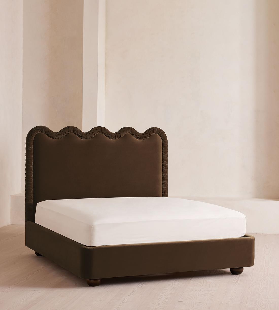 Tristan Bed - King - Velvet - Chocolate - US - Listing - Image 1